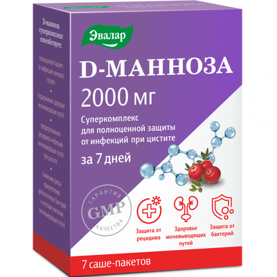D-manozė Evalar superkompleksas 2000 mg, 7 pakeliai