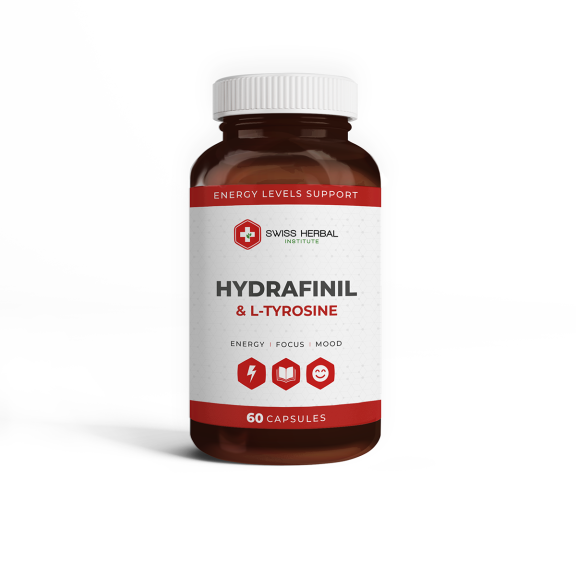 Hydrafinil & L-Tyrosine – Energijai, Fokusui ir Nuotaikai | 60 kaps. | Swiss Herbal