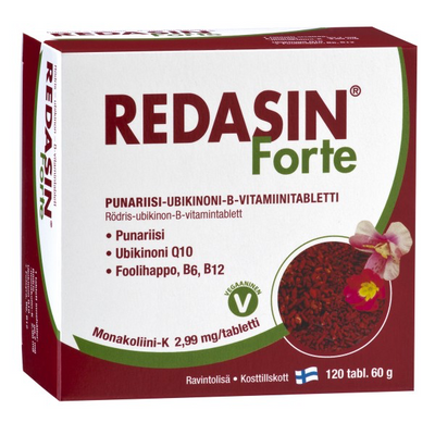 REDASIN Monakolinas K nuo cholesterolio su kofermentu Q10 , 120 tablečių HANKINTATUKKU