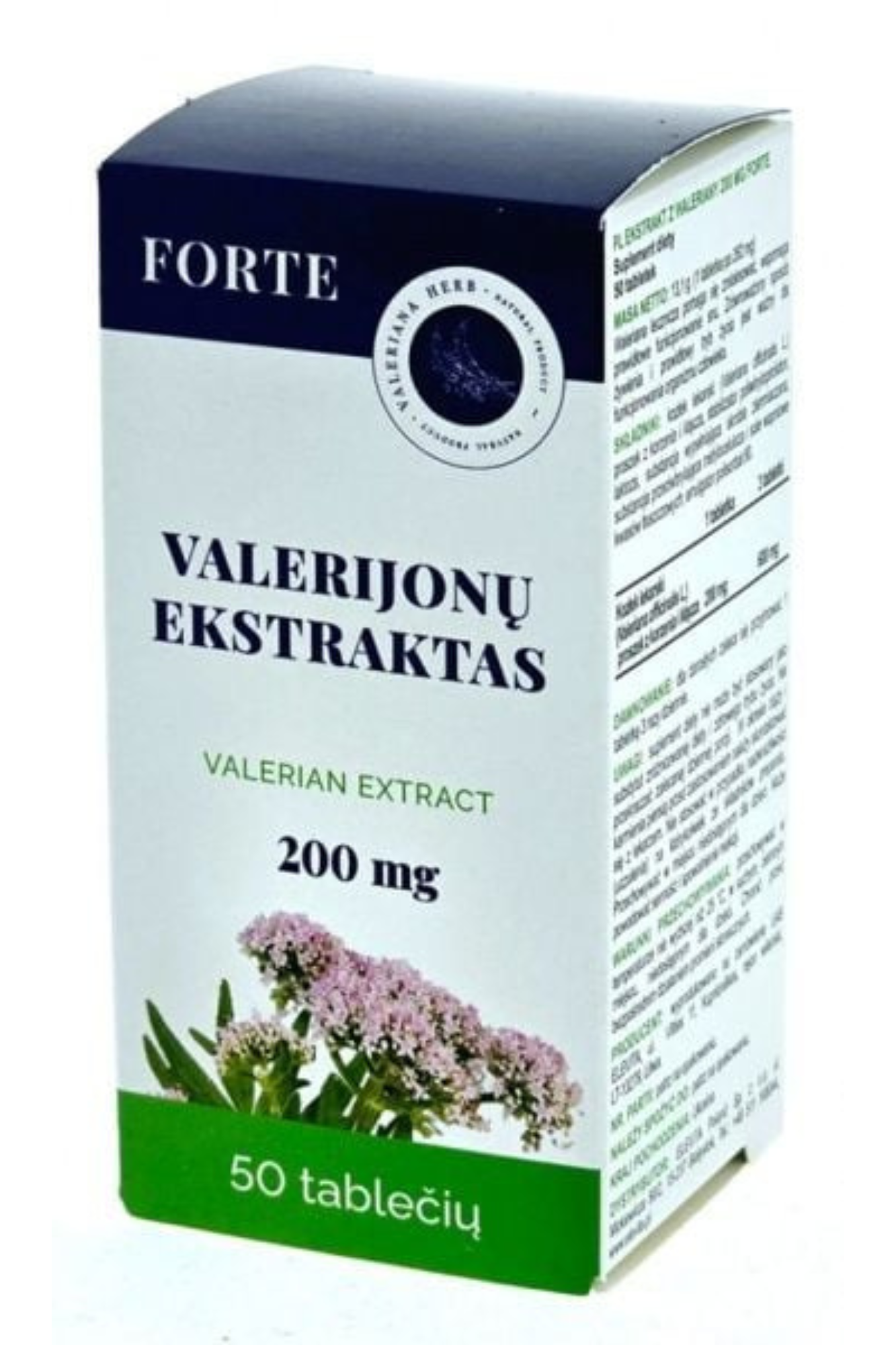 FORTE VALERIJONŲ EKSTRAKTAS 200 mg, 50 tablečių
