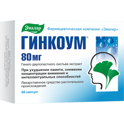 Evalar GINKOUM 80mg, 60 kapsulių