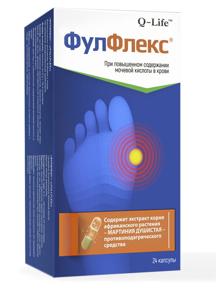 FULFLEKS maisto papildas nuo podagros, 24 kapsulės