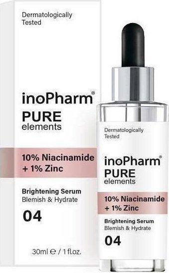 INOPHARM, veido serumas su 10% niacinamido+ 1% cinko, 30 ml kaina