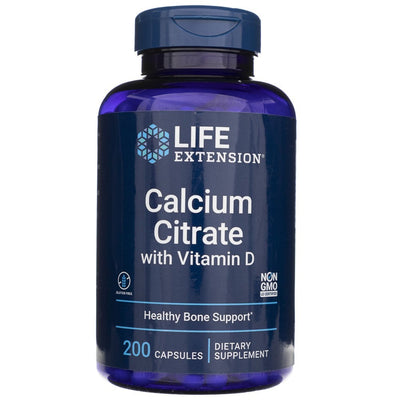 Life Extension kalcio citratas + vitaminas D - 200 kapsulių