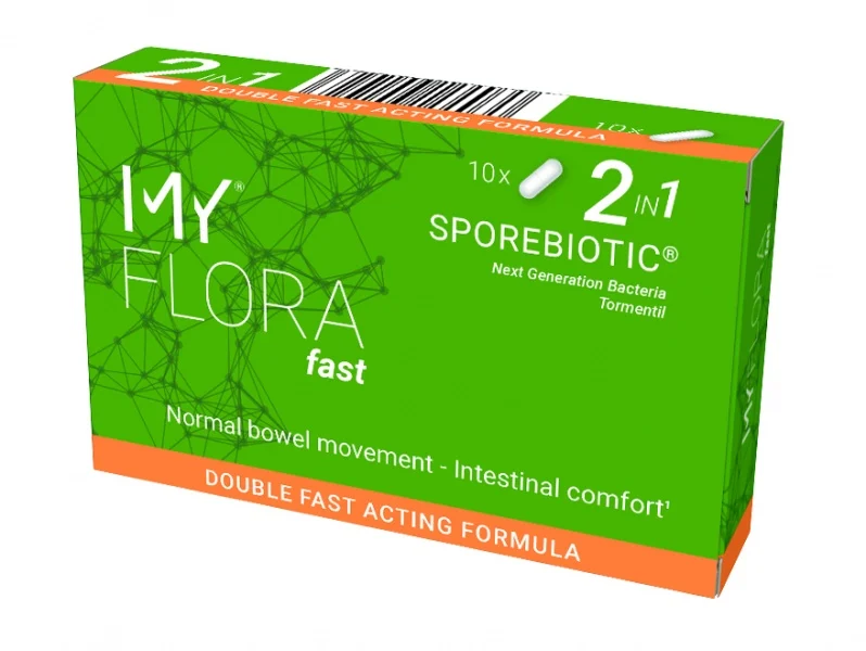 MY Flora Fast Sporebiotic 2in1 – Probiotikas žarnynui su Bacillus Coagulans ir Sidabražole, 10 kapsulių