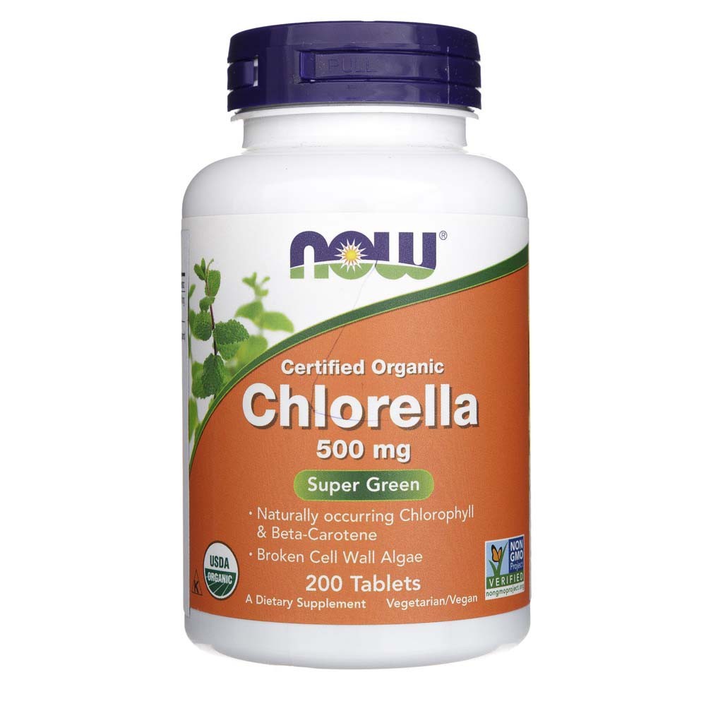 Now Foods Chlorella Certified Organic 500 mg - 200 tablečių