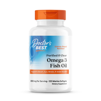 Doctor’s Best Purified & Clear Omega 3 Fish Oil 1000 mg – 120 aliejinių kapsulių
