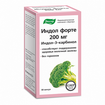 EVALAR INDOL FORTE 200 mg, 60 kapsulių