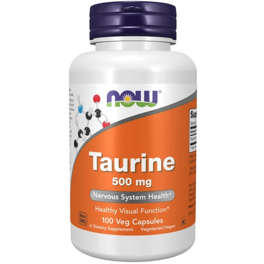 NOW Taurine 500 mg L-Taurinas, 100 kapsulių