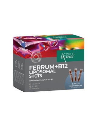 ACORUS BALANCE Ferrum + B12 Liposomal Shots kaina