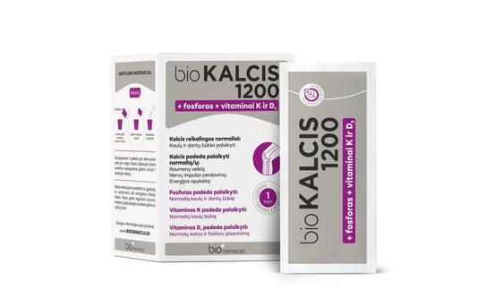 KALCIS 1200mg + K + Fosforas ir vitaminas D , 15 pakelių kaina