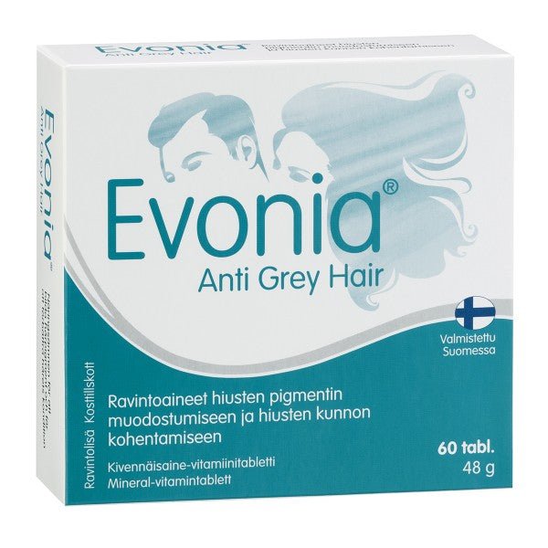 EVONIA ANTI GREY HAIR, vitaminai žilų plaukų mažinimui, 60 tablečių kaina