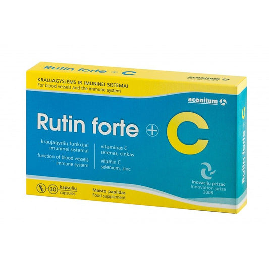 RUTIN FORTE su vit C , 30 kapsulių kaina