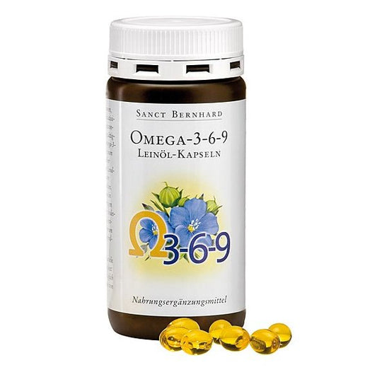 SANCT BERNHARD Omega 3-6-9 Linų aliejus, 180 kapsulių - Maisto papildai Sveikata1.lt