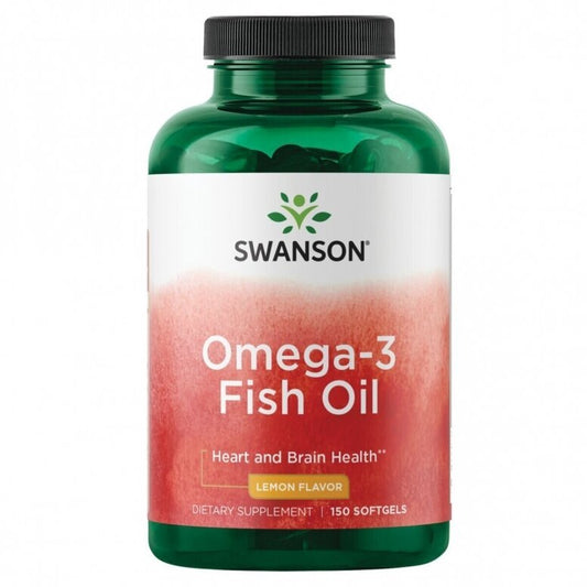 Swanson OMEGA - 3 Citrinų skonio žuvų taukai 1000 mg, 150 kapsulių kaina