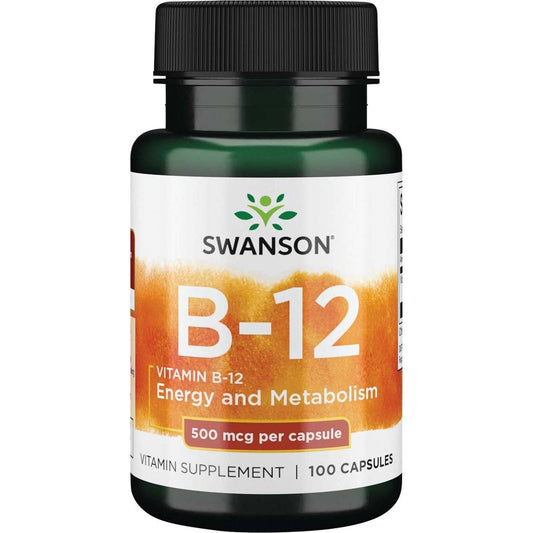 Swanson Vitaminas B12 500 µg , 100 kapsulių - Maisto papildai Sveikata1.lt