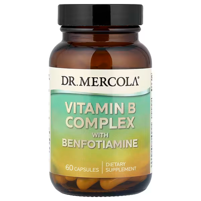 Dr. Mercola Vitamin B Complex with Benfotiamine – 60 kapsulių