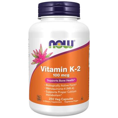 NOW Vitaminas K-2 100 mcg, 250 kapsulių