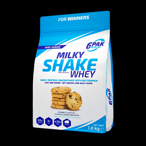 6PAK Baltymų papildas Milky Shake Whey, sausainis - 1800 g