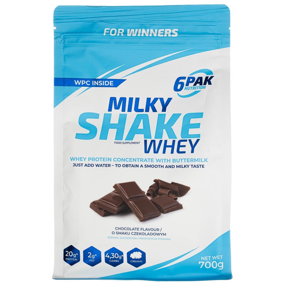 6PAK Milky Shake Whey, šokolado skonio - 700 g