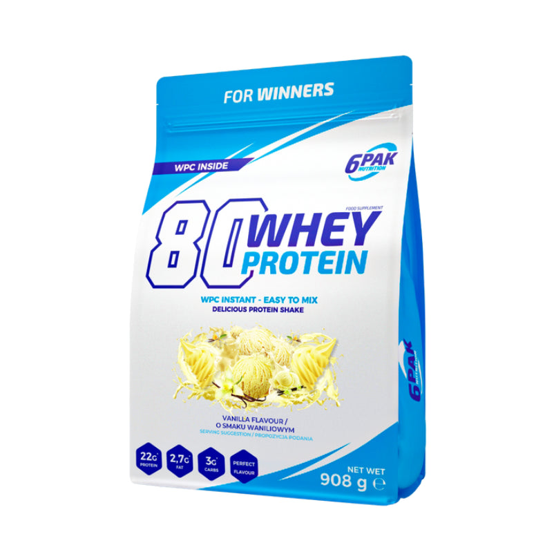 6PAK Protein 80 Išrūgų baltymai vaniliniai - 908 g