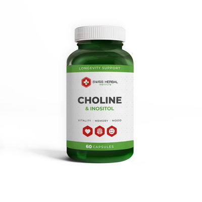 Choline & Inositol – Atminčiai, Kepenims ir Nuotaikai | Swiss Herbal | 60 kaps.