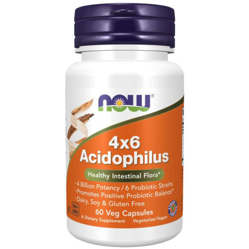 NOW Acidophilus 4x6 Probiotikai, 60 kapsulių