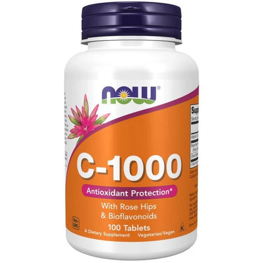 NOW Vitaminas C 1000 Rose Hips & Bioflavonoids, 100 tablečių