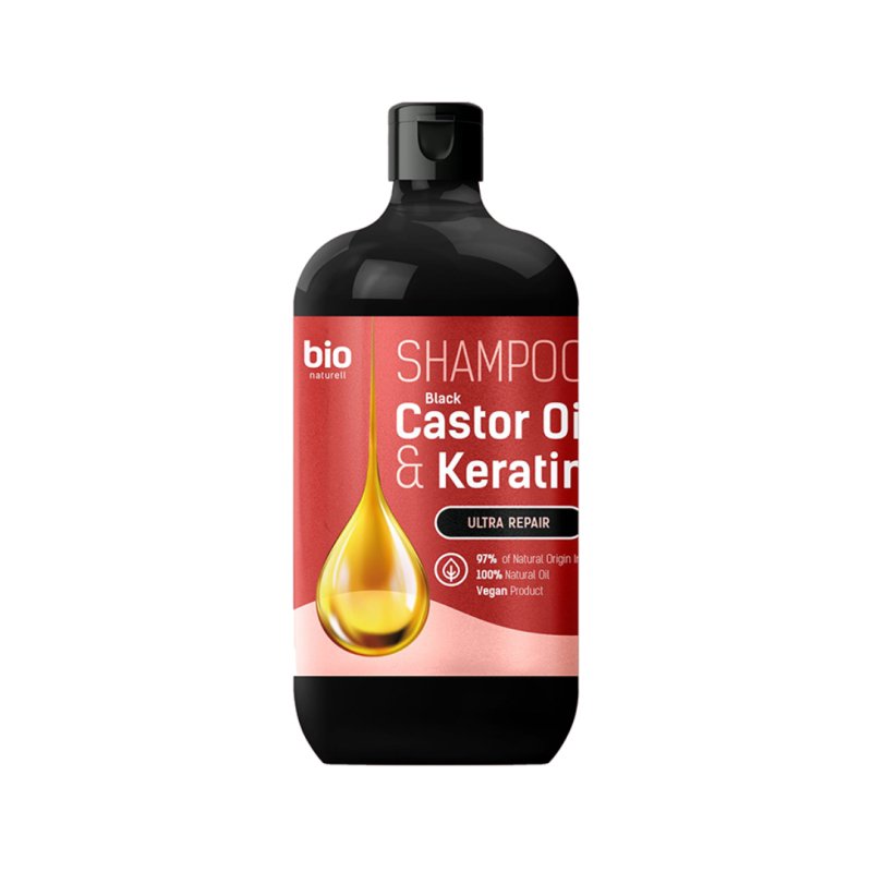 BIO NATURELL Black Castor Oil & Keratin Sampunas visu tipu plaukams, 946 ml kaina