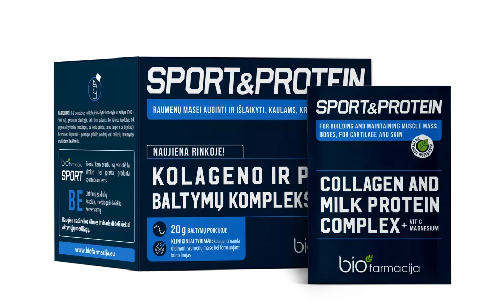 SPORTS & PROTEIN baltyminiai kolageno milteliai, 28 pakeliai