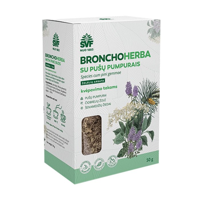 Bronchoherba,Žolelių arbata, su pušų pumpurais, 50g kaina