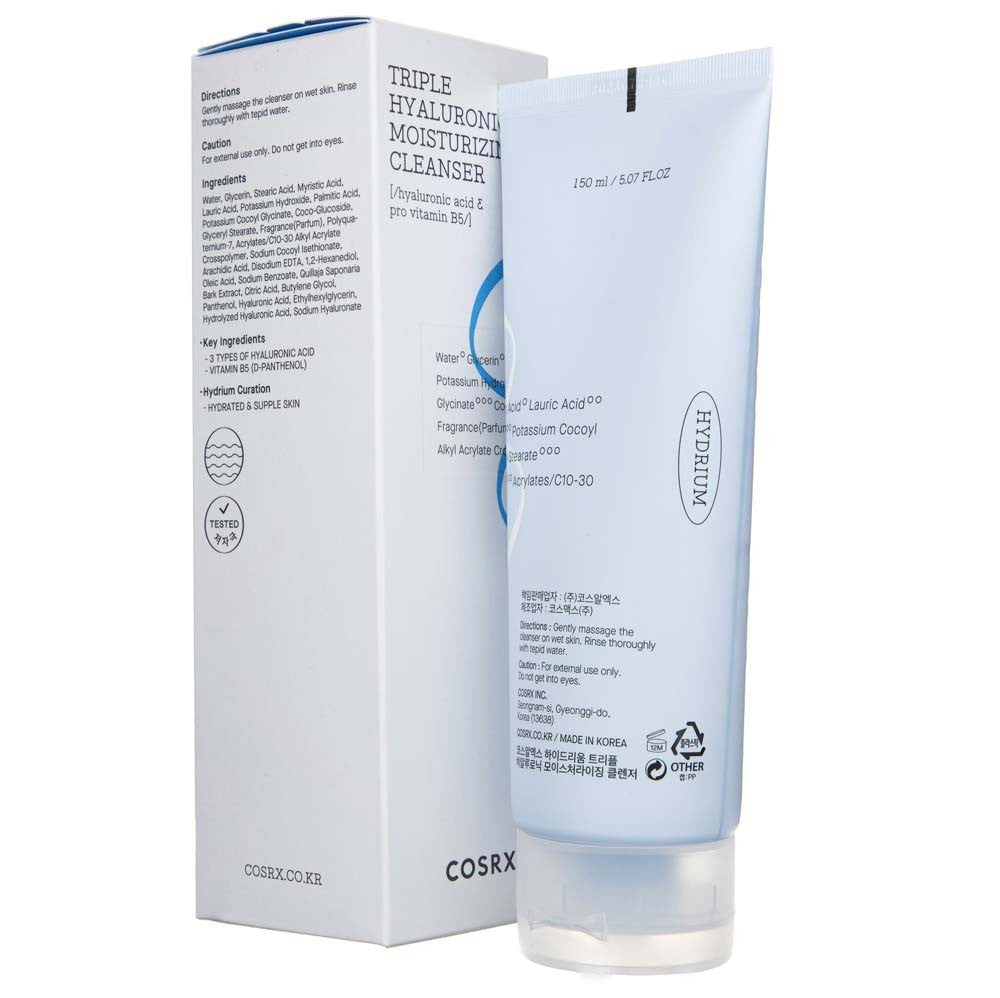 COSRX Hydrium Triple Hyaluronic Moisture Cleanser Valomos putos su hialurono rūgštimi - 150 ml