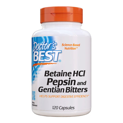 Doctors Best Betaine HCI Pepsin & Gentian Bitters, 120 kapsulių