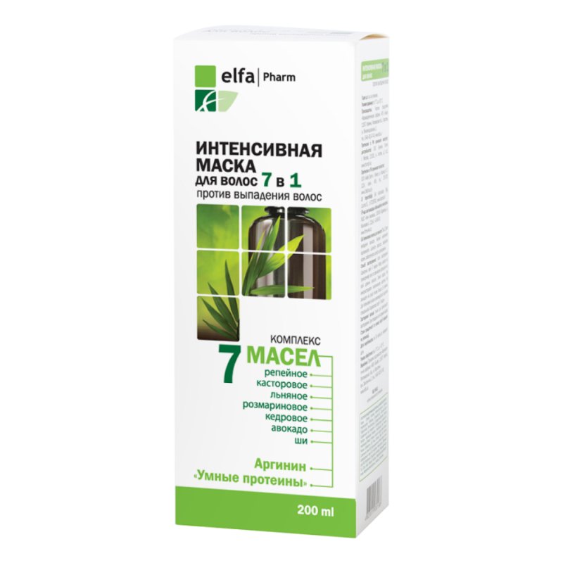 ELFA PHARM 7 aliejai, Intensyvi plauku kauke 7in1, 200 ml kaina