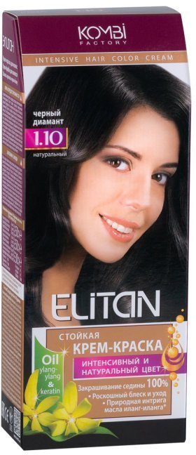 ELITAN Permanent Hair Color Cream Kremas-dazai plaukams 1.10 Juodasis deimantas, 50/50/30 ml kaina