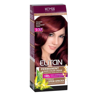 ELITAN Permanent Hair Color Cream Kremas-dazai plaukams 5.57 Sokoladinis granatas, 50/50/30 ml kaina