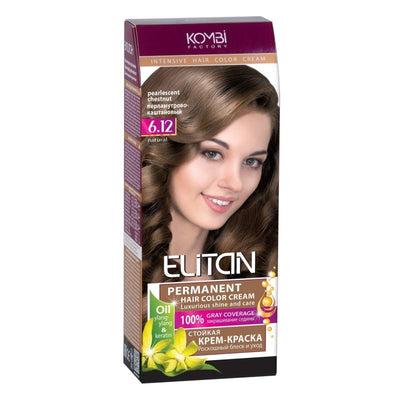 ELITAN Permanent Hair Color Cream Kremas-dazai plaukams 6.12 Perlinis kastonas, 50/50/30 ml kaina