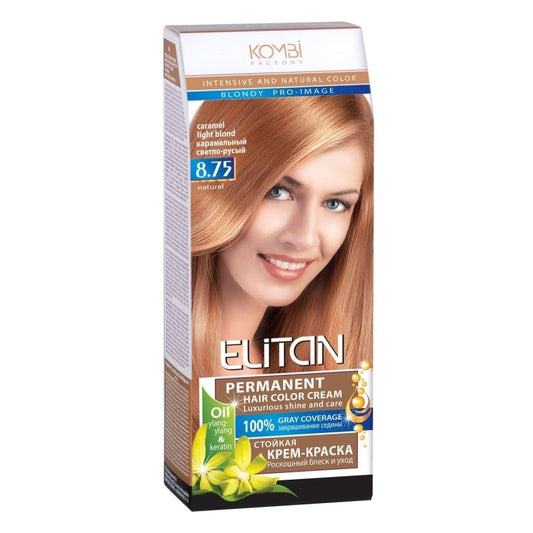 ELITAN Permanent Hair Color Cream Kremas-dazai plaukams 8.75 Karameline sviesiai ruda, 50/50/30 ml kaina