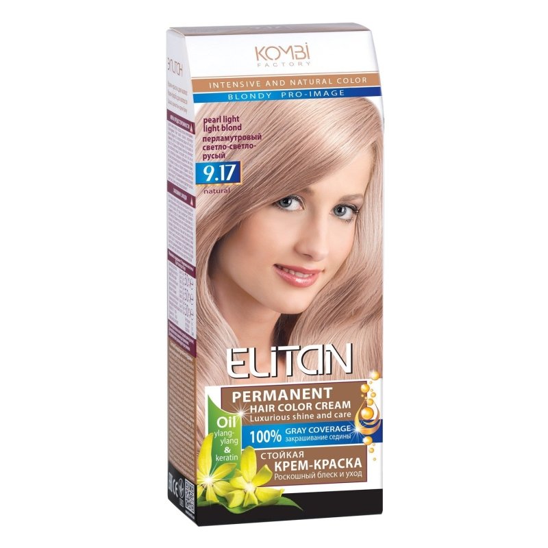 ELITAN Permanent Hair Color Cream Kremas-dazai plaukams 9.17 Perlamutrine sviesiai ruda, 50/50/30 ml kaina