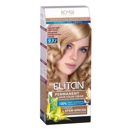 ELITAN Permanent Hair Color Cream Kremas-dazai plaukams 9.32 Svediska sviesiai ruda, 50/50/30 ml kaina