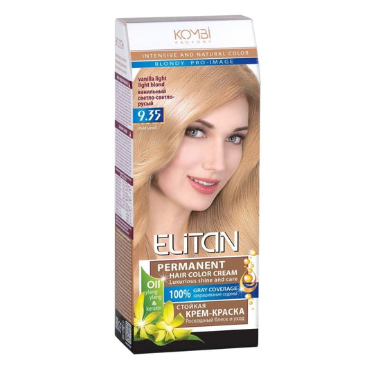 ELITAN Permanent Hair Color Cream Kremas-dazai plaukams 9.35 Vanile sviesiai ruda, 50/50/30 ml kaina