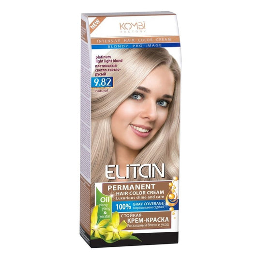 ELITAN Permanent Hair Color Cream Kremas-dazai plaukams 9.82 Platinine sviesiai ruda, 50/50/30 ml kaina
