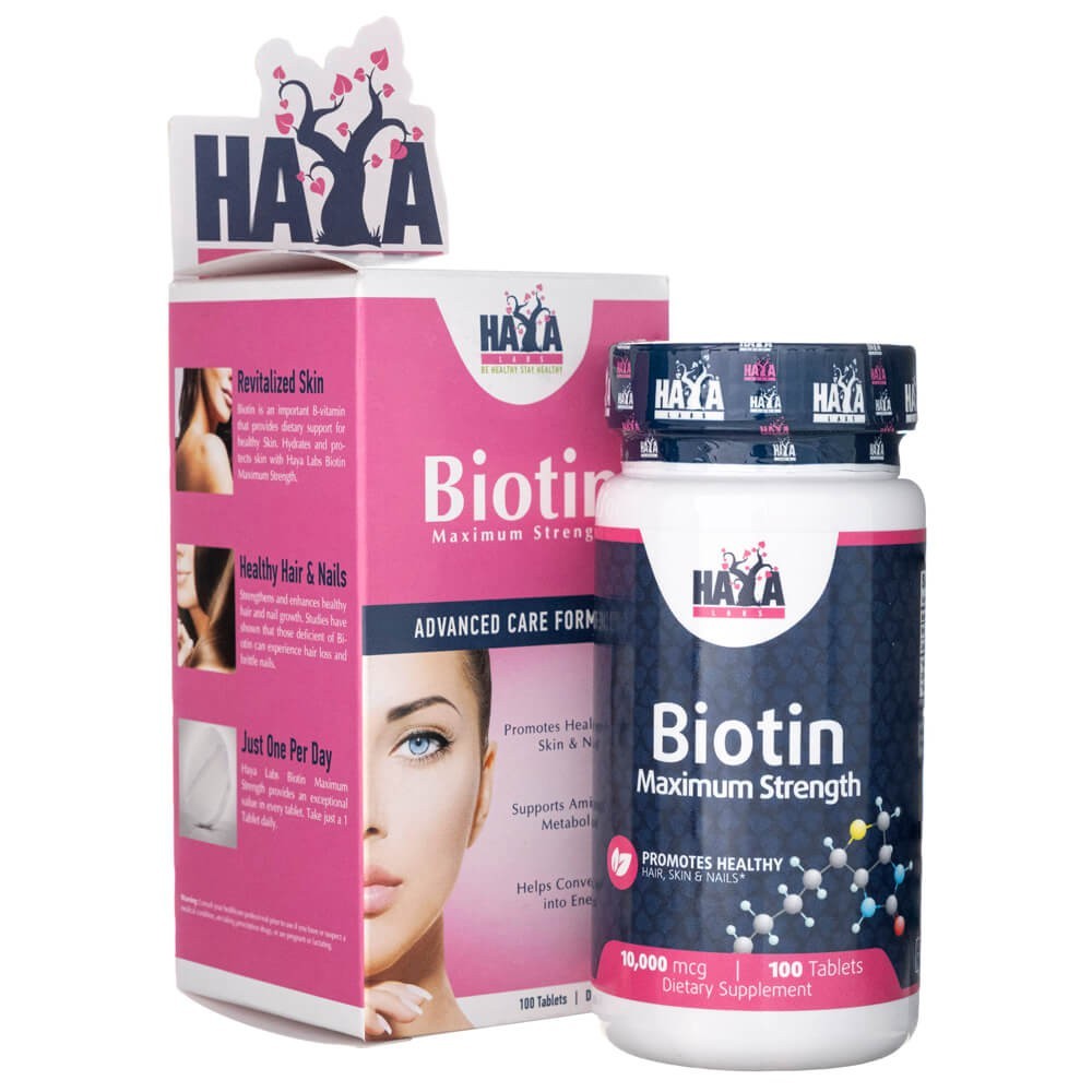 Haya Labs Biotin 10000 mcg - 100 tablečių