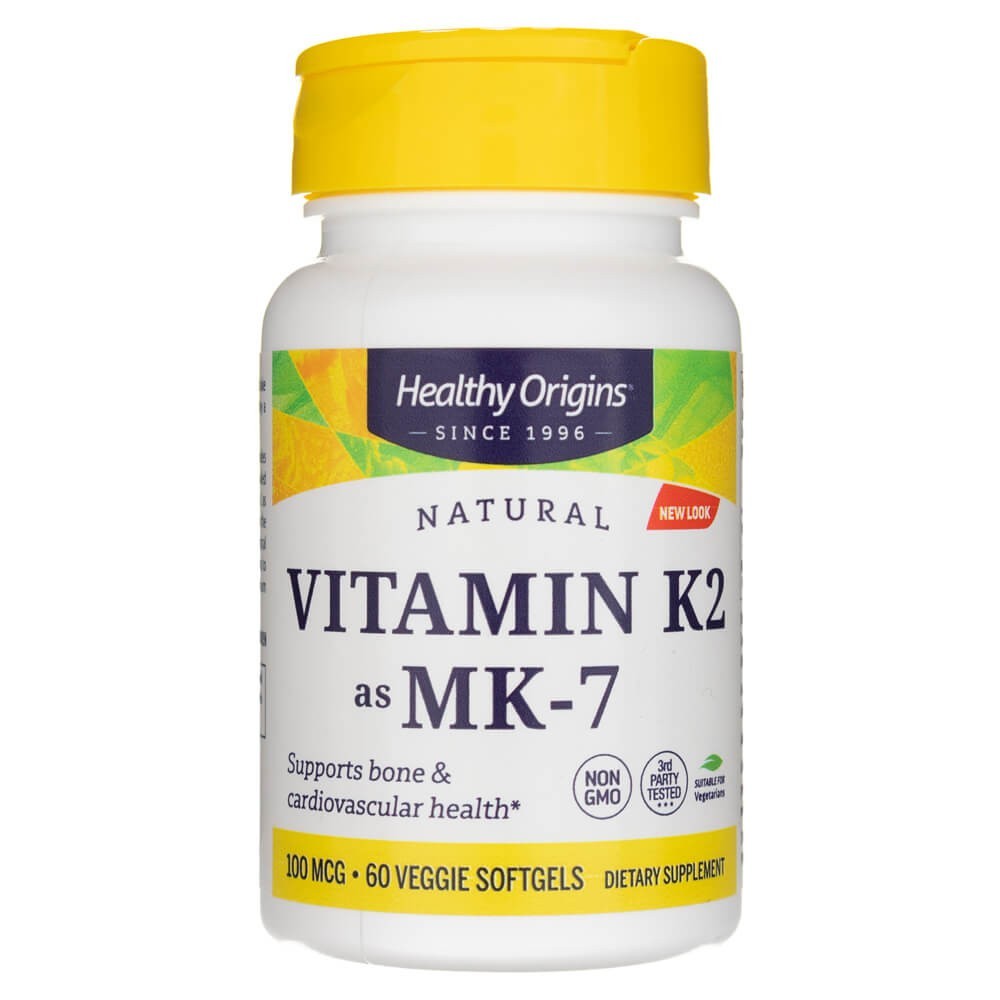 „Healthy Origins“ vitaminas K2 kaip MK-7 100 mcg – 60 kapsulių