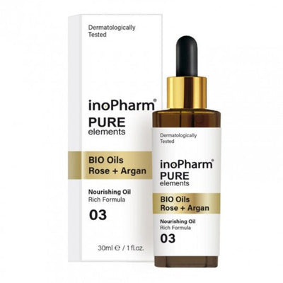 INOPHARM, veido ir kaklo serumas su Bio aliejais Rose+Argan, 30 ml kaina