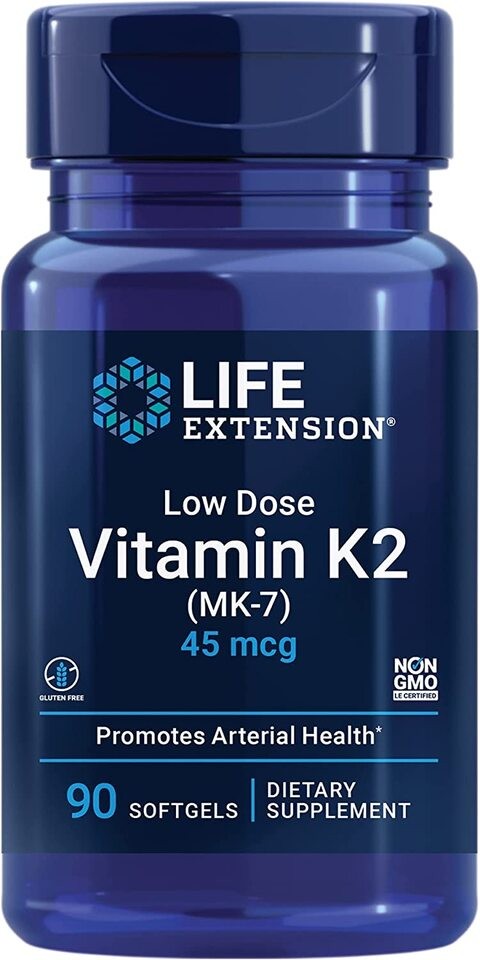 Life Extension mažos dozės vitaminas K2 (MK-7) 45 mcg - 90 kapsulių