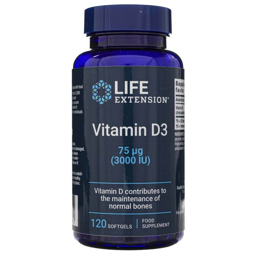 Gyvenimo pratęsimo vitaminas D3 75 mcg (3000 TV) – 120 kapsulių