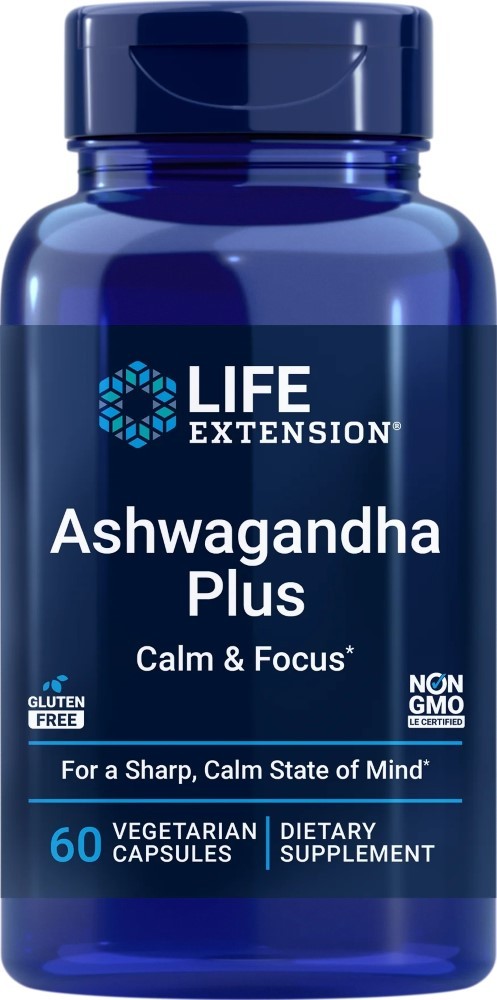 Life Extension Ashwagandha Plus Calm &amp; Focus - 60 kapsulių