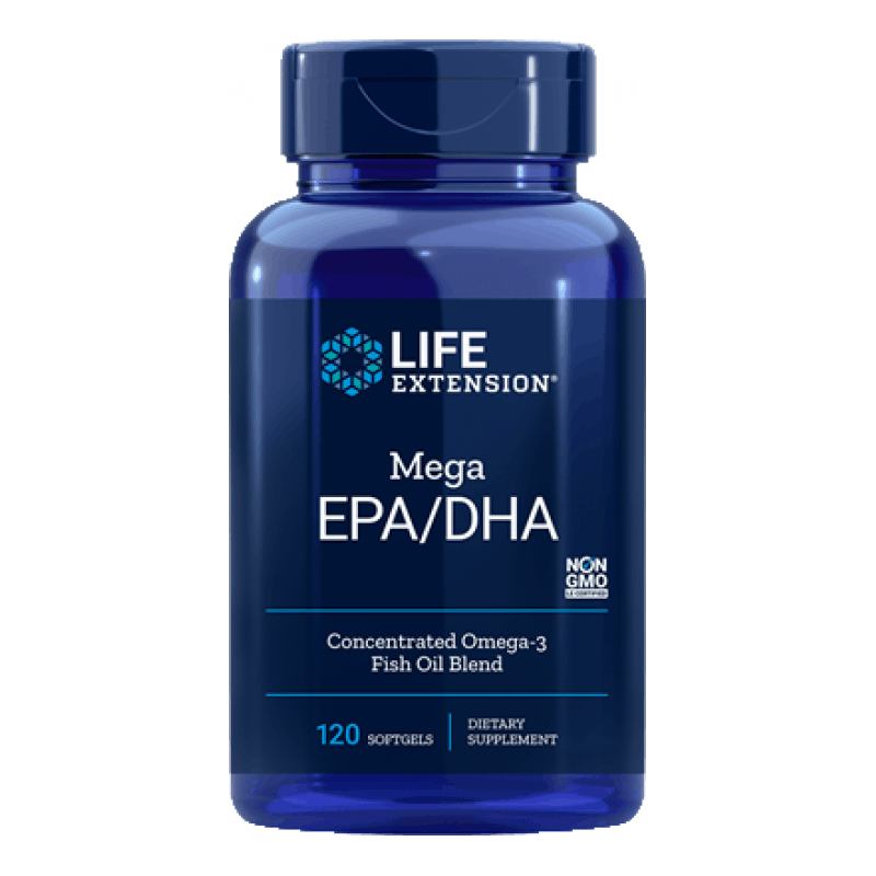 Life Extension Mega EPA/DHA, 120 kapsulių