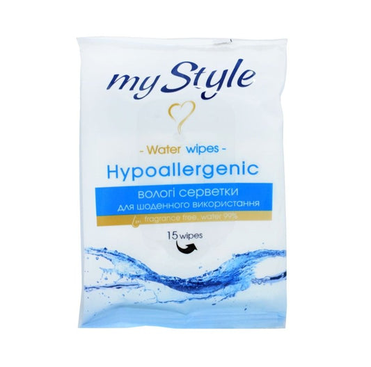 MY STYLE Dregnos serveteles hipoalergines 99% vandens, 15 vnt. kaina
